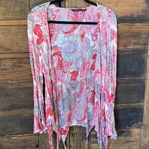 Zara Red and Purple Paisley Top